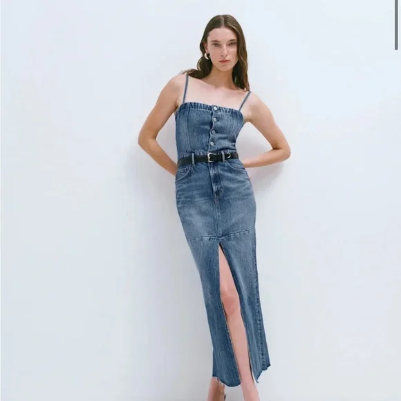 chinese dress ladies Skyline Chic Smocked Denim Maxi Dress – Impressions Online Boutique main image 1
